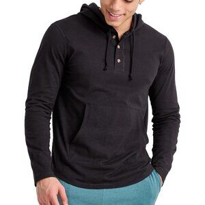Men's Athletic Navy Originals Tri blend Jersey Hoodie T Shirt with Henley Collar